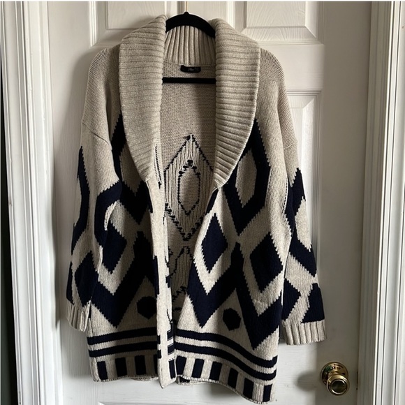 J. Crew Fair Isle Cardigan Sweater Knit Wool Coat Size Medium - Picture 4 of 11